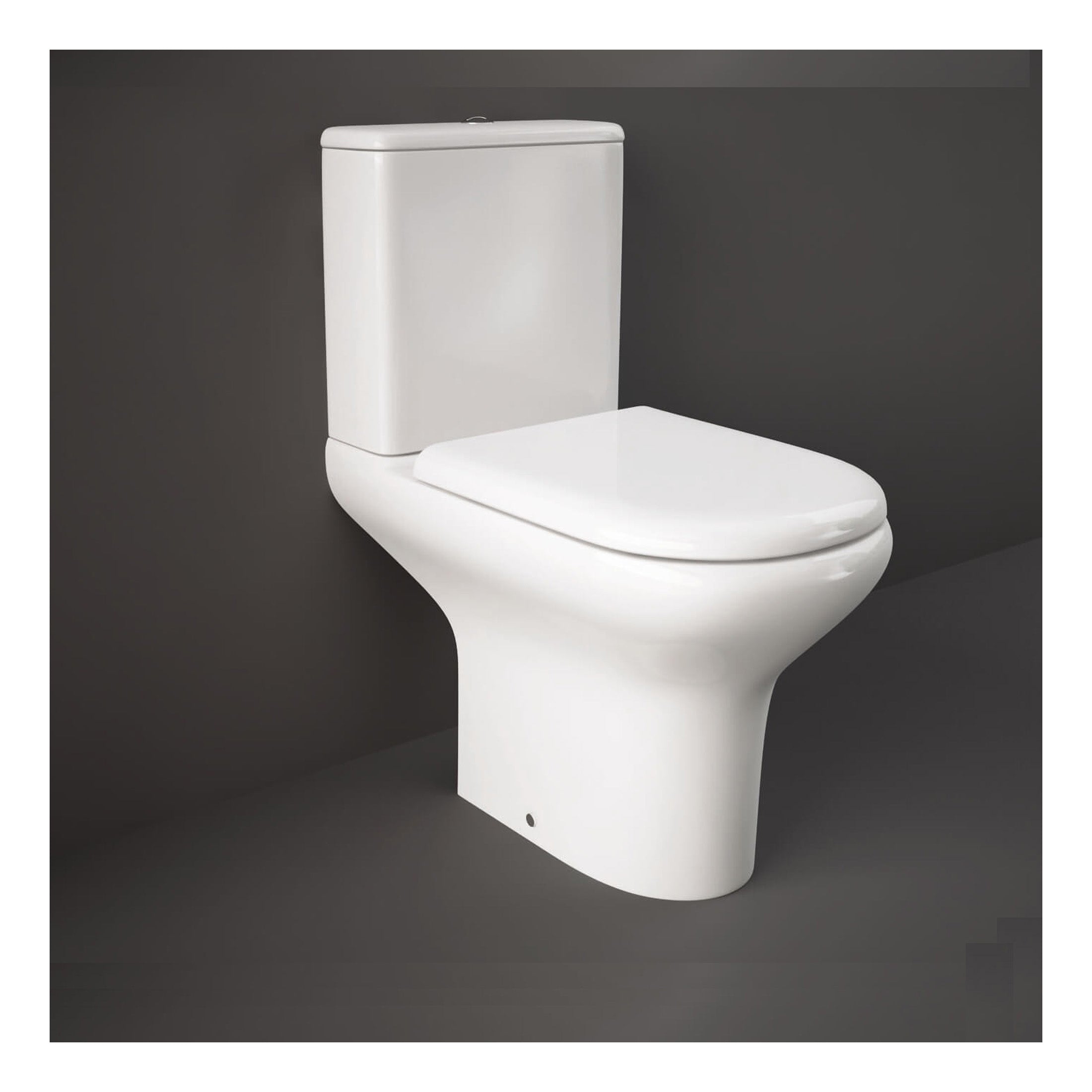RAK Compact Close Coupled Toilet With Push Button Cistern And Soft Close Seat - Alpine White