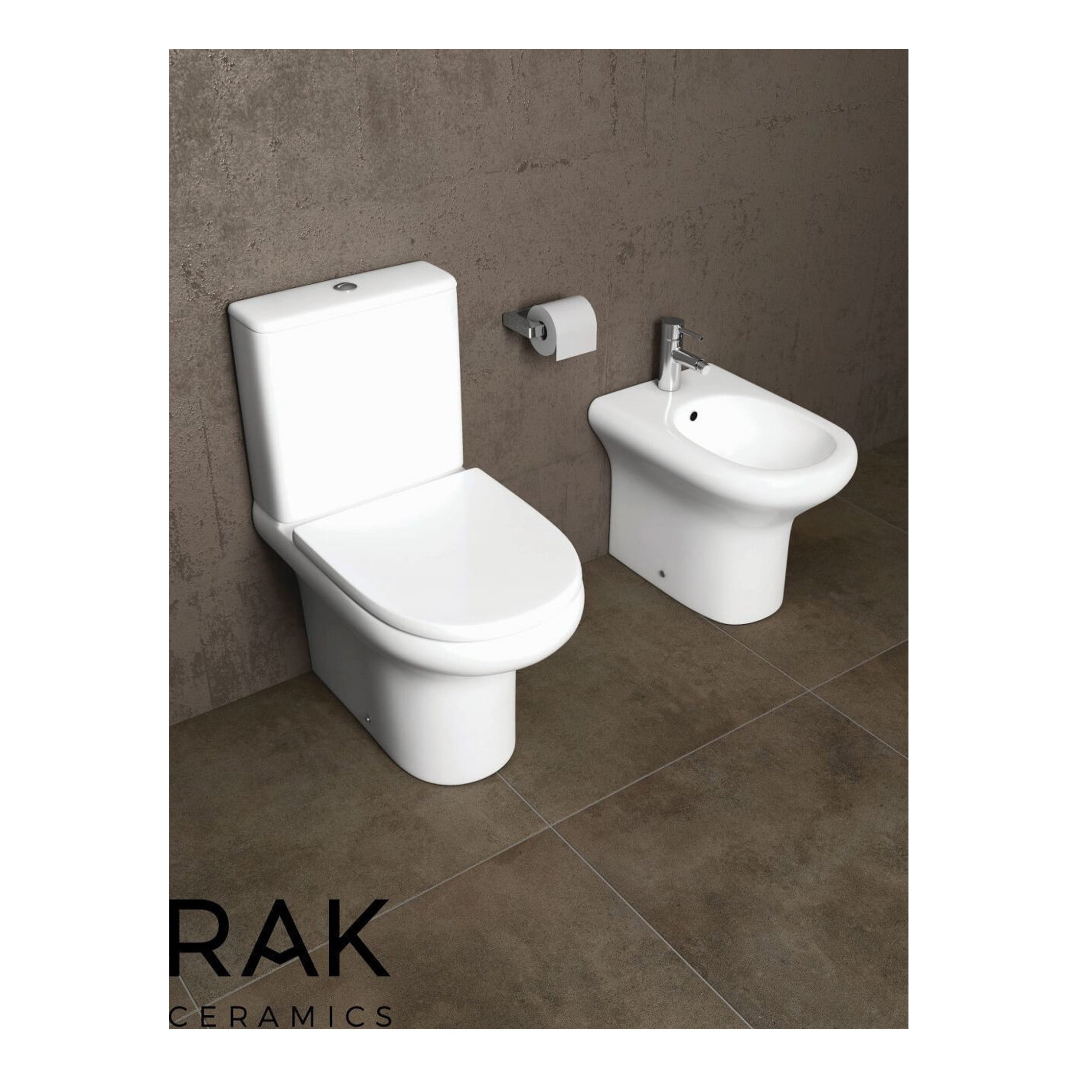 RAK Compact Deluxe Close Coupled Toilet With Push Button Cistern And Soft Close Seat - Alpine White