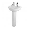 RAK Compact Basin With Full Pedestal - 450mm Wide - 2 TH - Alpine White