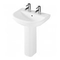RAK Compact Basin With Full Pedestal - 550mm Wide - 2 TH - Alpine White