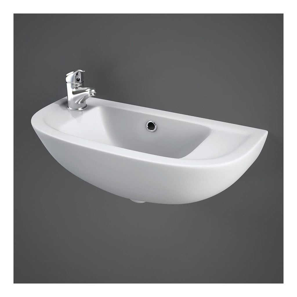 RAK Compact Wall Hung Basin - 450mm Wide - 1 Left TH - Alpine White