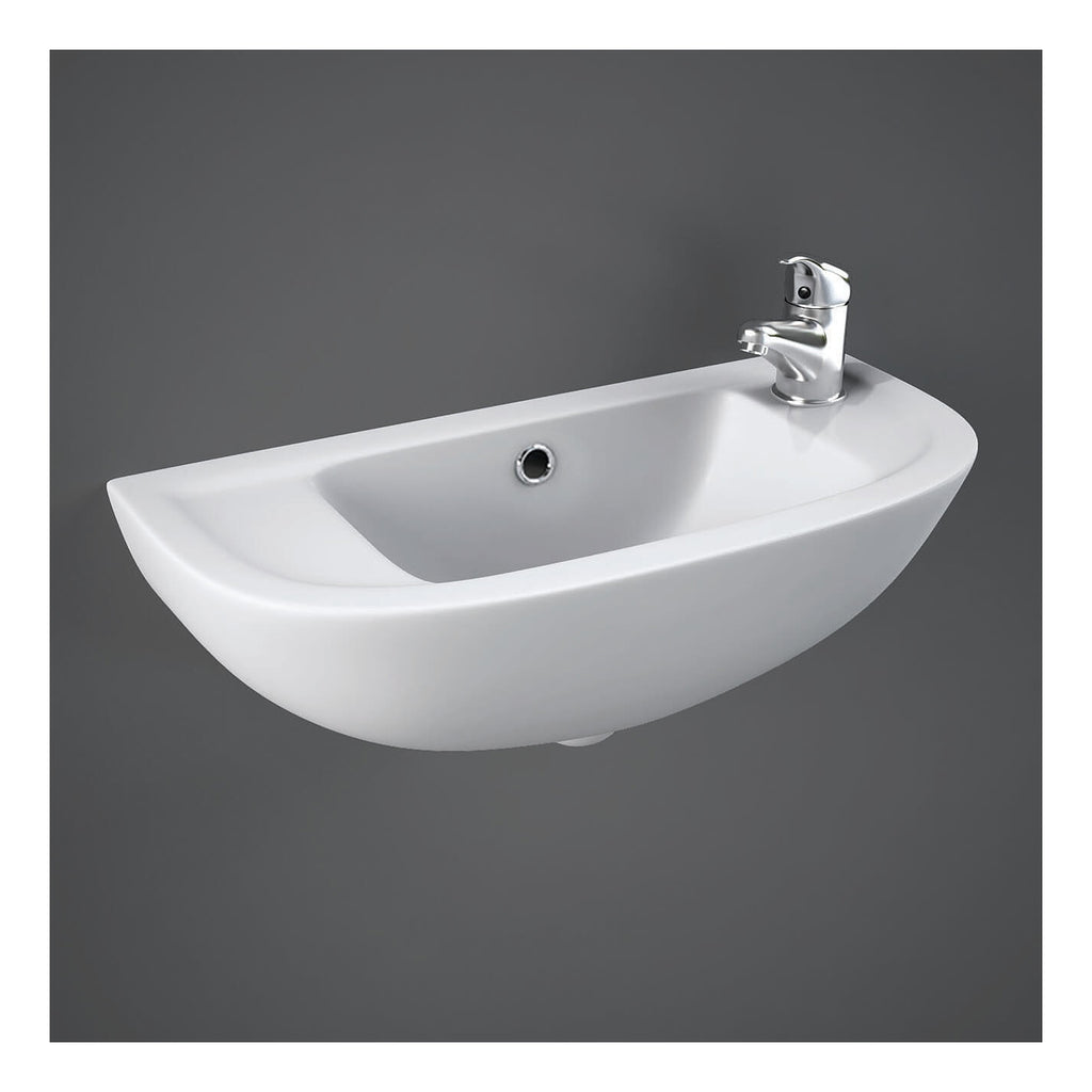 RAK Compact Wall Hung Basin - 450mm Wide - 1 Right TH - Alpine White