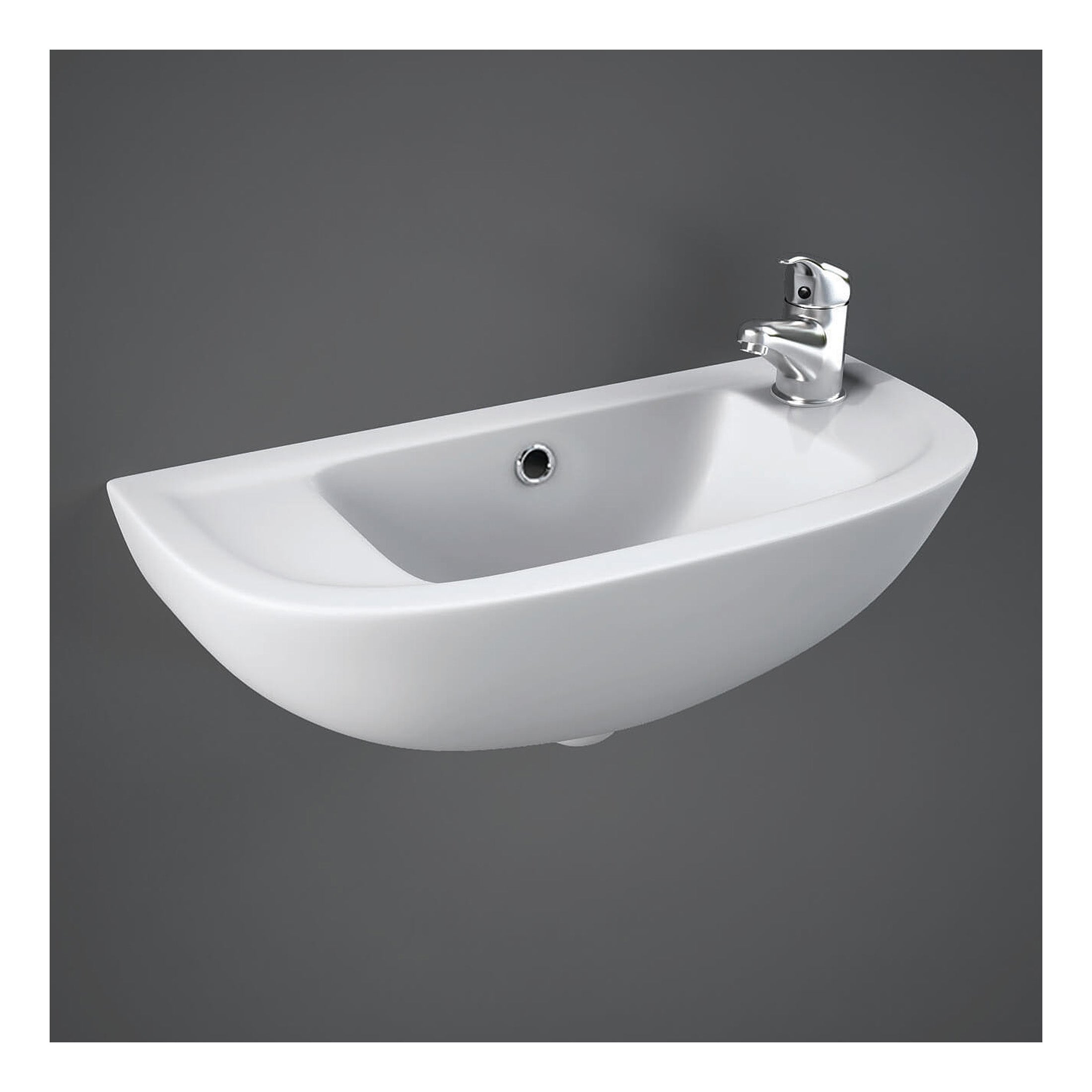 RAK Compact Wall Hung Basin - 450mm Wide - 1 Right TH - Alpine White