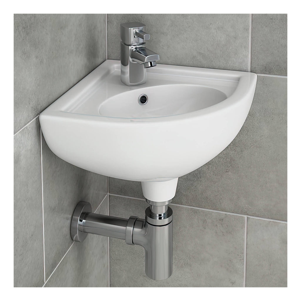 RAK Compact Corner Wall Hung Basin - 440mm Wide - 1 TH - Alpine White