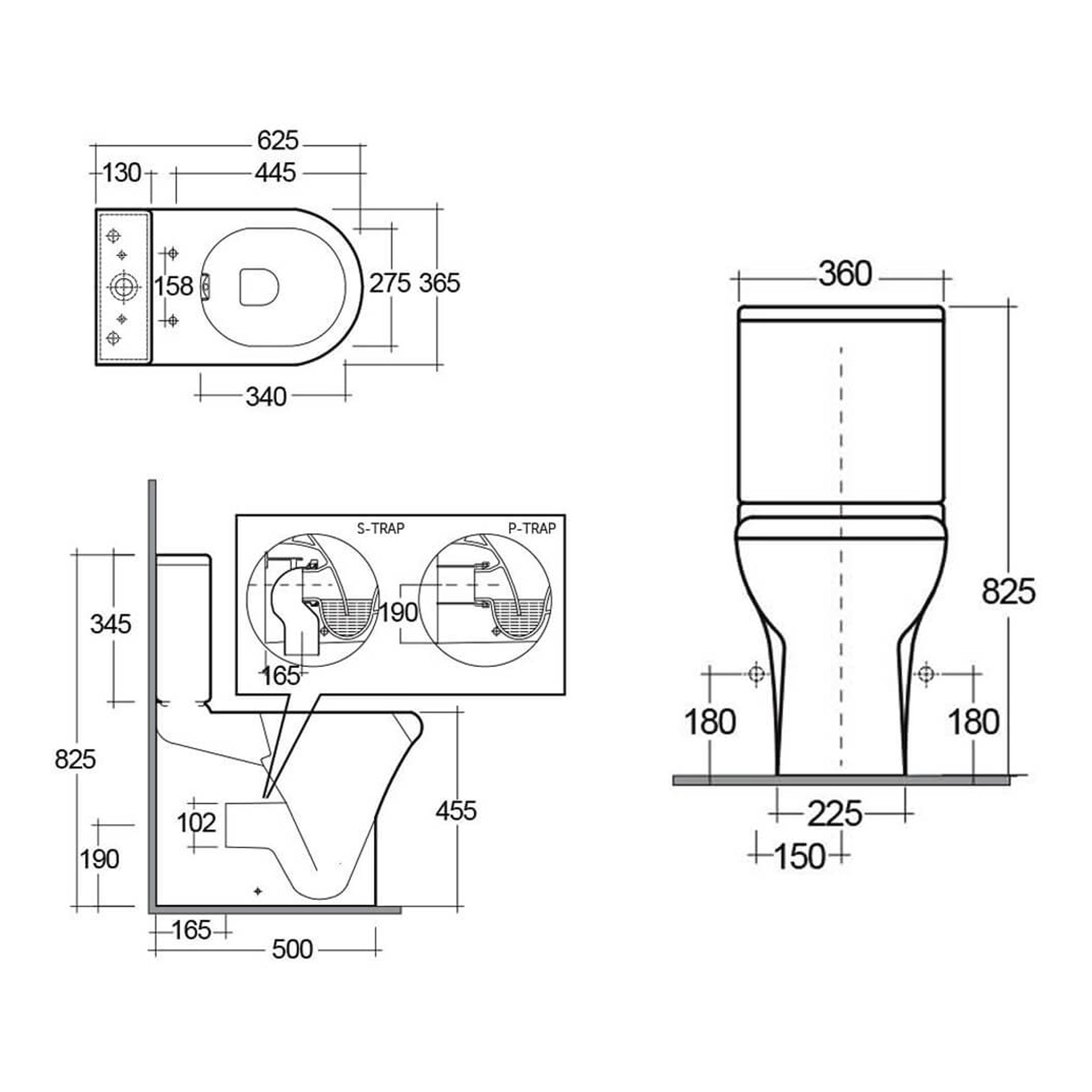 RAK Compact Fully Back To Wall Rimless Close Coupled Toilet With Cistern And Soft Close Seat - White