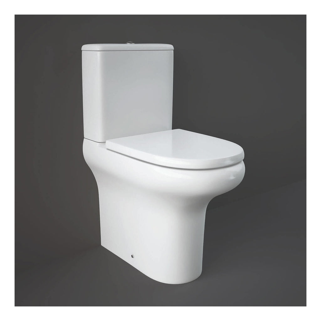 RAK Compact Fully Back To Wall Rimless Close Coupled Toilet With Cistern And Soft Close Seat - White