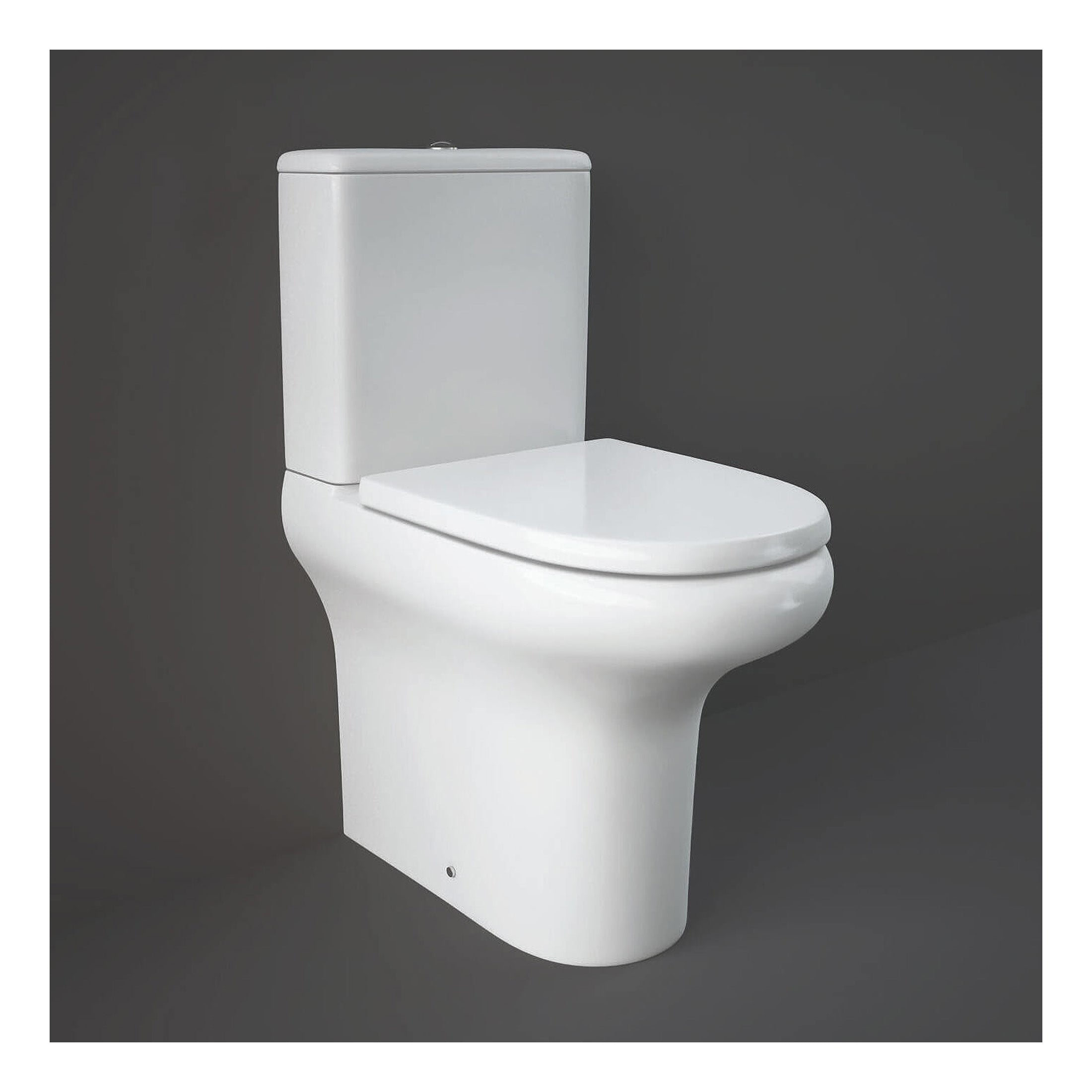 RAK Compact Fully Back To Wall Rimless Close Coupled Toilet With Cistern And Soft Close Seat - White