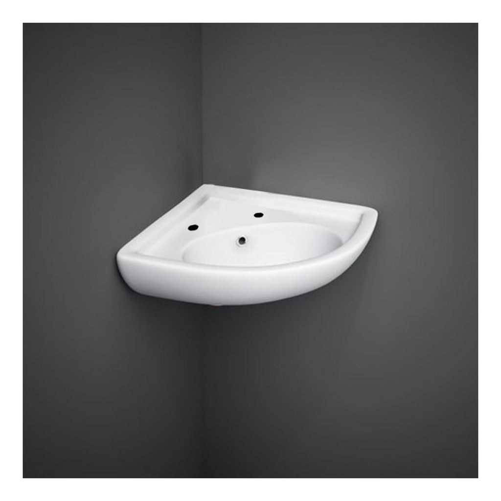 RAK Compact Corner Wall Hung Basin - 440mm Wide - 2 TH - Alpine White