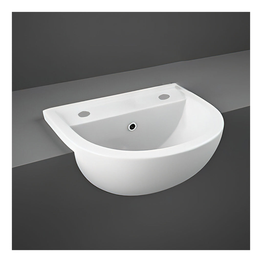 RAK Compact Semi Recessed Basin - 450mm Wide - 2 TH - Alpine White
