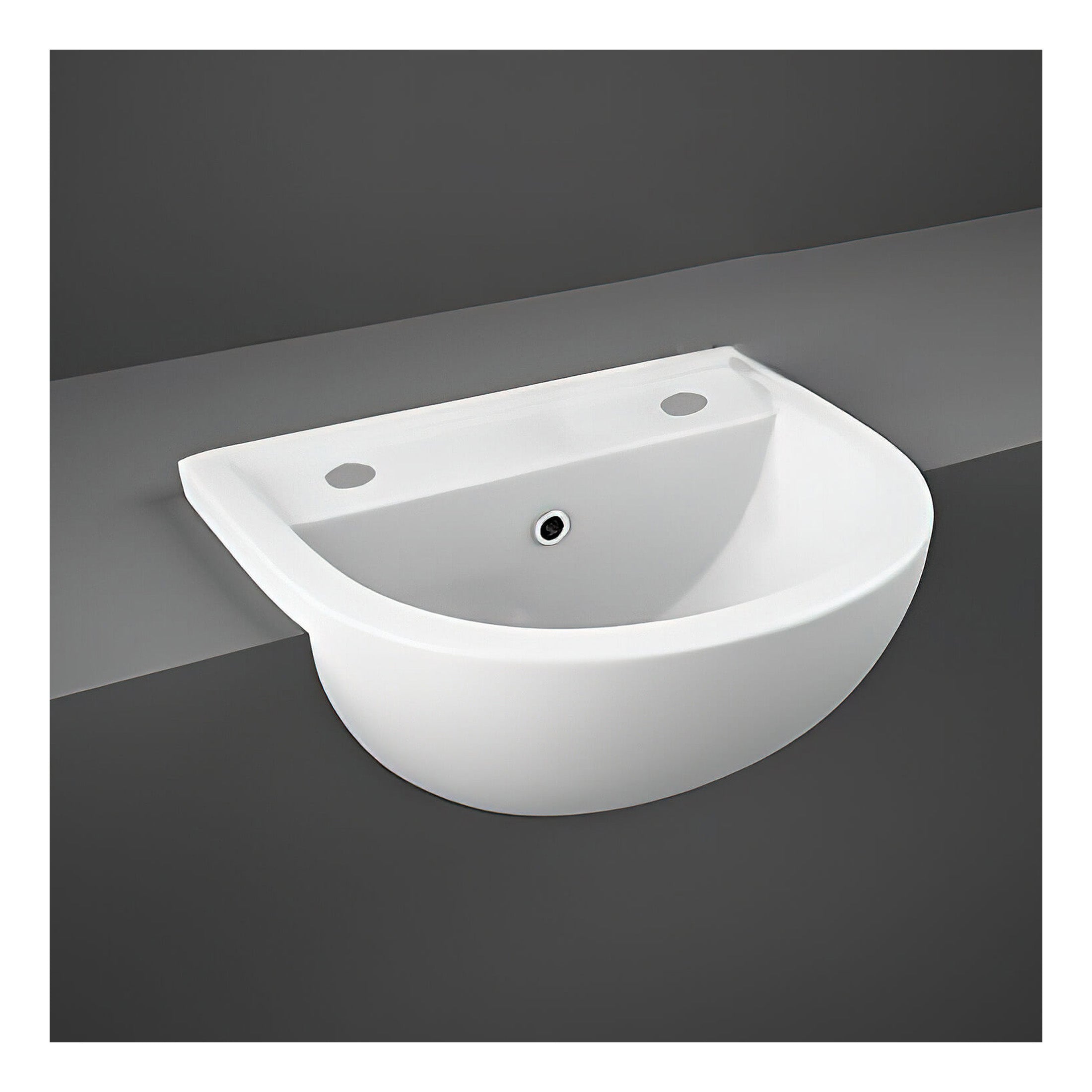 RAK Compact Semi Recessed Basin - 450mm Wide - 2 TH - Alpine White