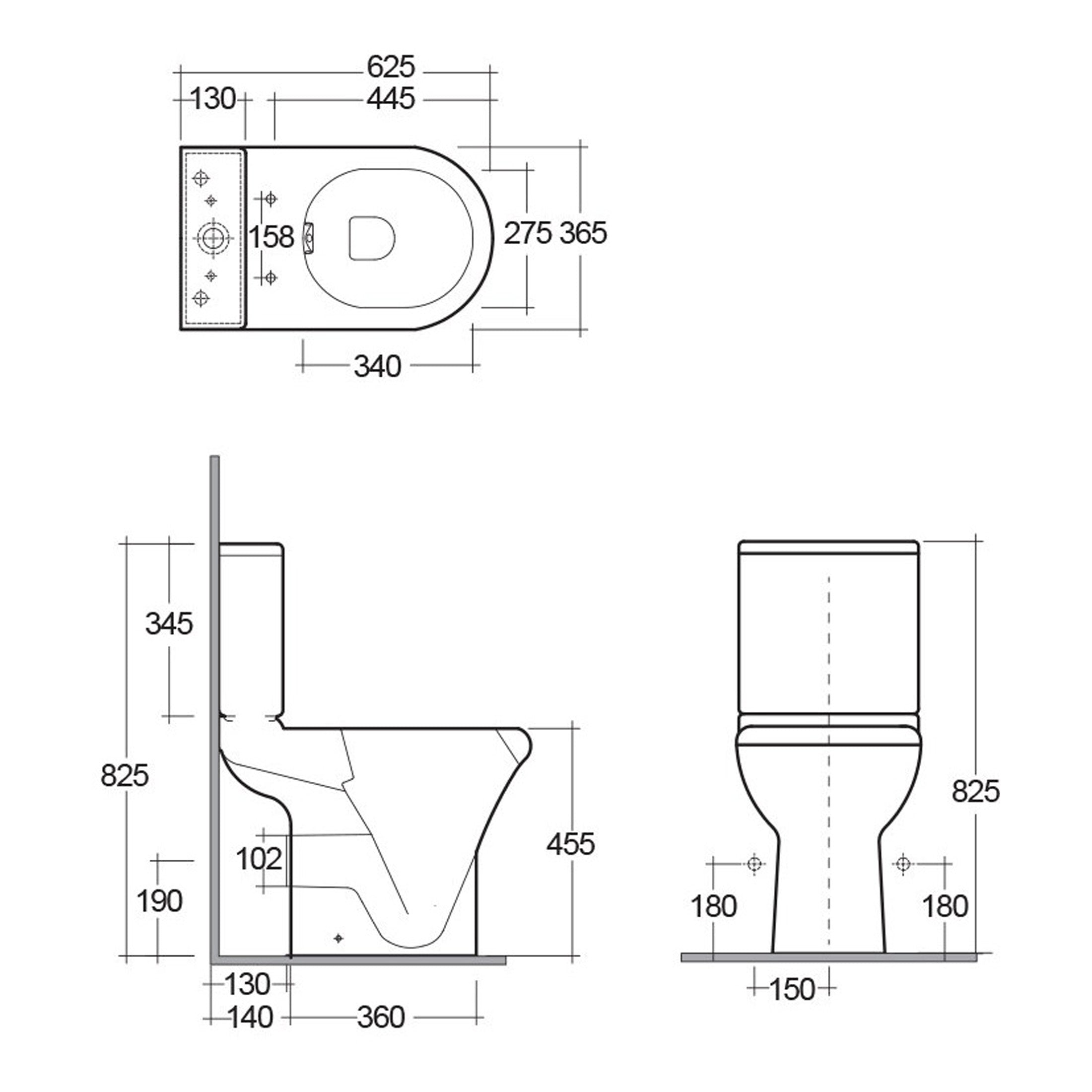 RAK Compact Full Access Rimless Close Coupled Toilet With Cistern And Soft Close Seat - White