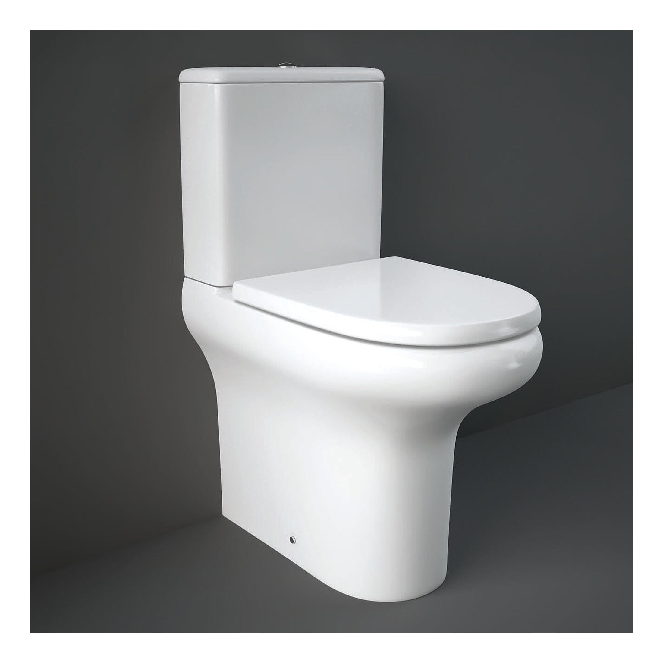 RAK Compact Full Access Rimless Close Coupled Toilet With Cistern And Soft Close Seat - White
