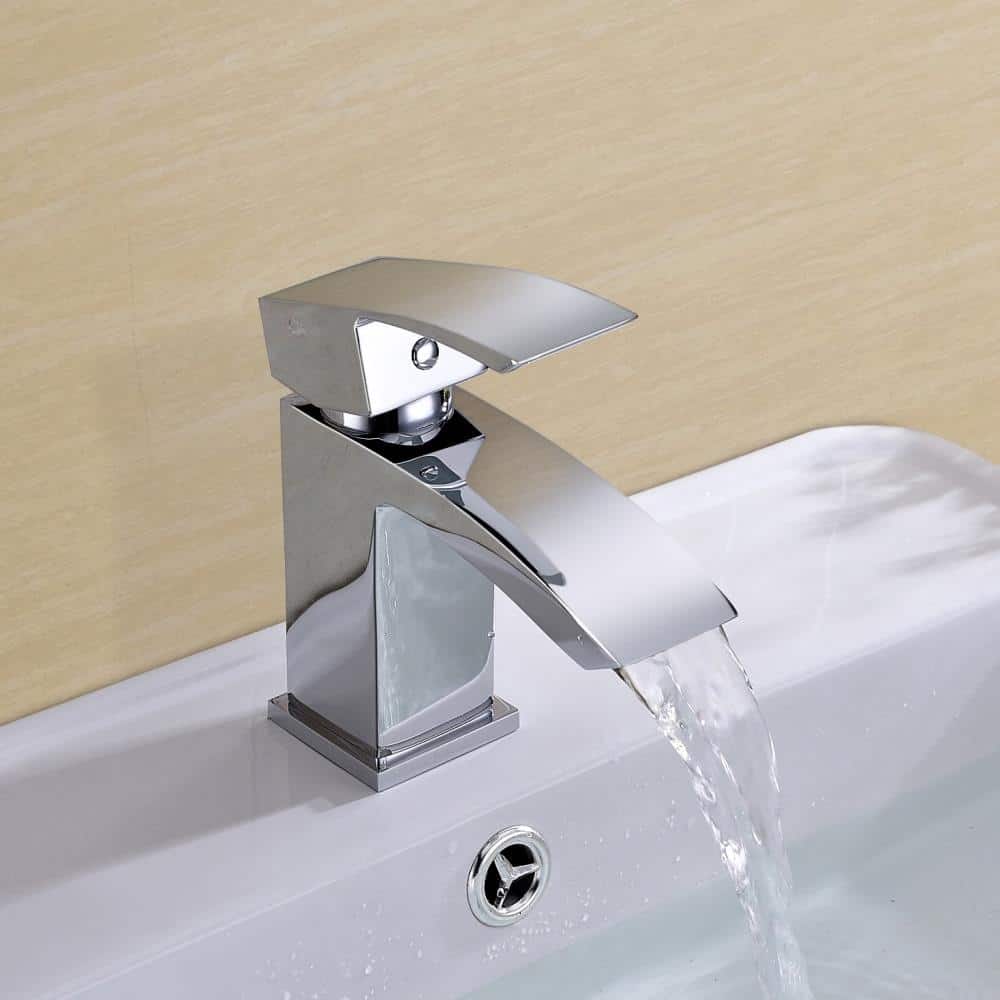 Square Waterfall Chrome Bath Filler Mixer & Basin Sink Mono Tap-7592