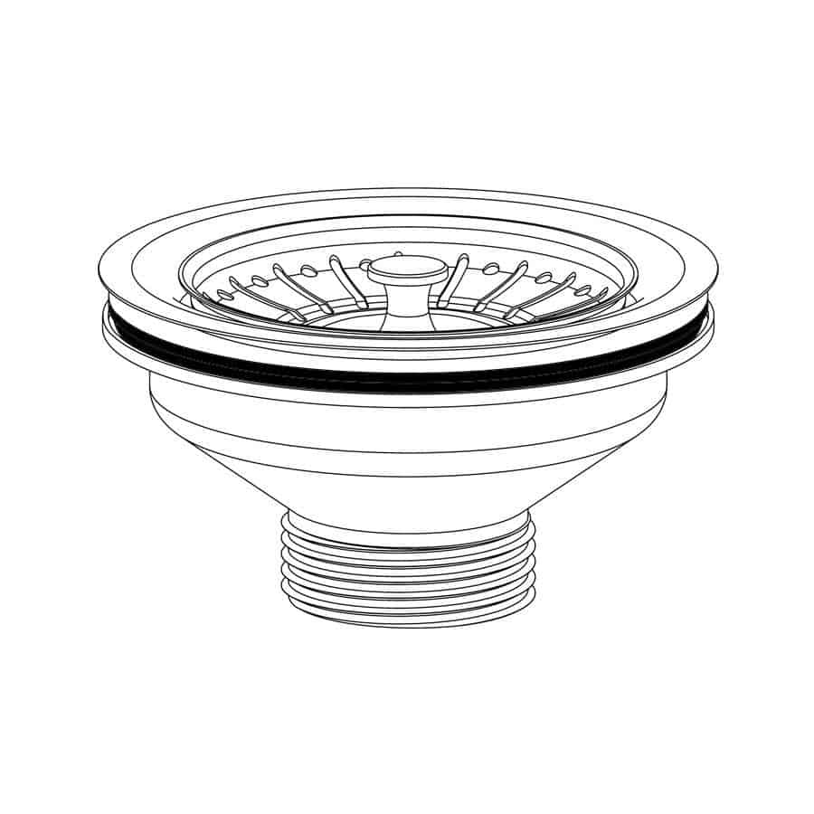 Kitchen Sink Basket Strainer Waste & Stainless Steel Plug Fitting 90mm-2669