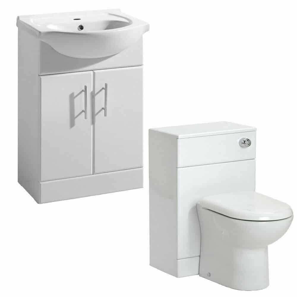 550mm Vanity Basin Sink Unit Cabinet & 500 Back To Wall WC Pan-0