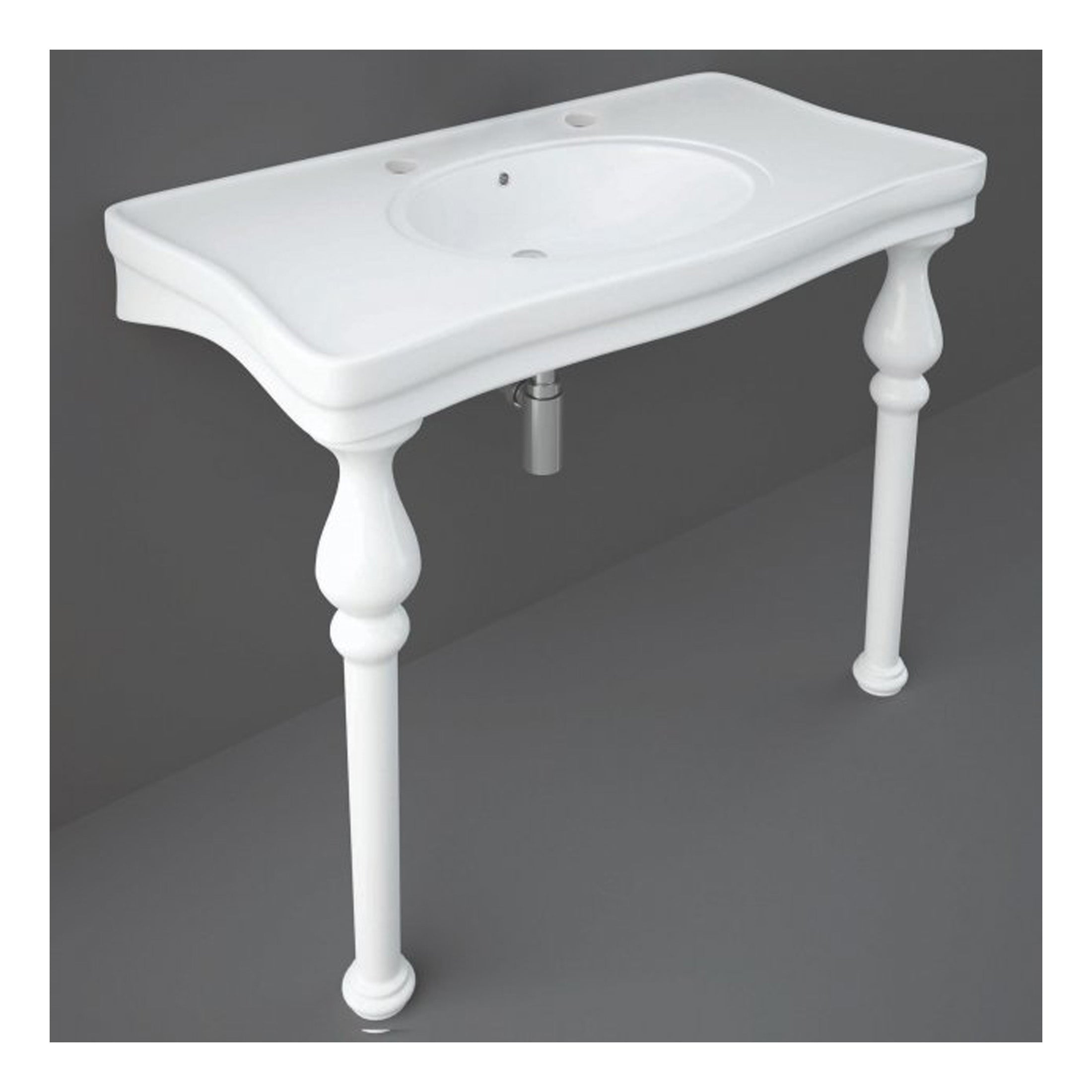 RAK Console Alexandra Deluxe Basin With Ceramic Legs - 1050mm Wide - 2 TH - Alpine White