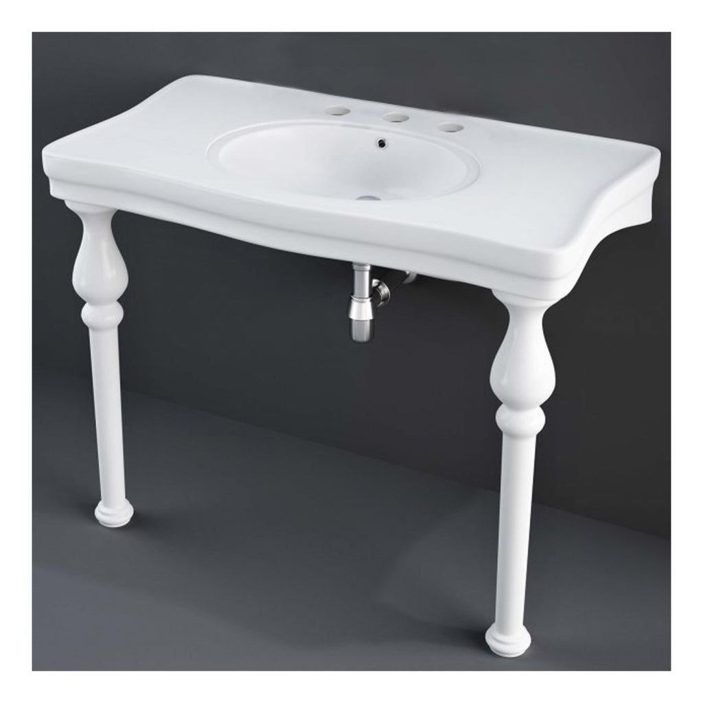 RAK Console Alexandra Deluxe Basin With Ceramic Legs - 1050mm Wide - 3 TH - Alpine White
