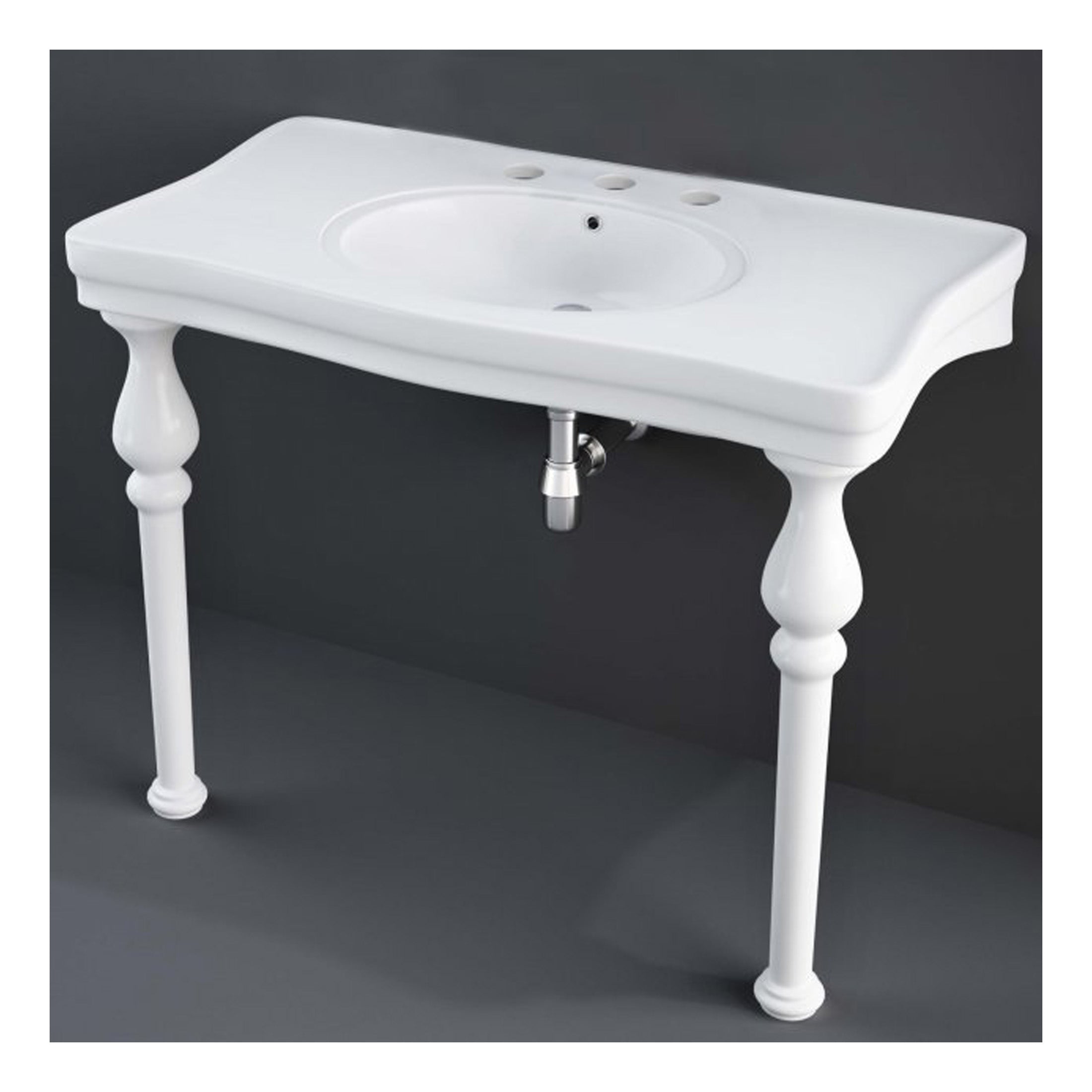 RAK Console Alexandra Deluxe Basin With Ceramic Legs - 1050mm Wide - 3 TH - Alpine White
