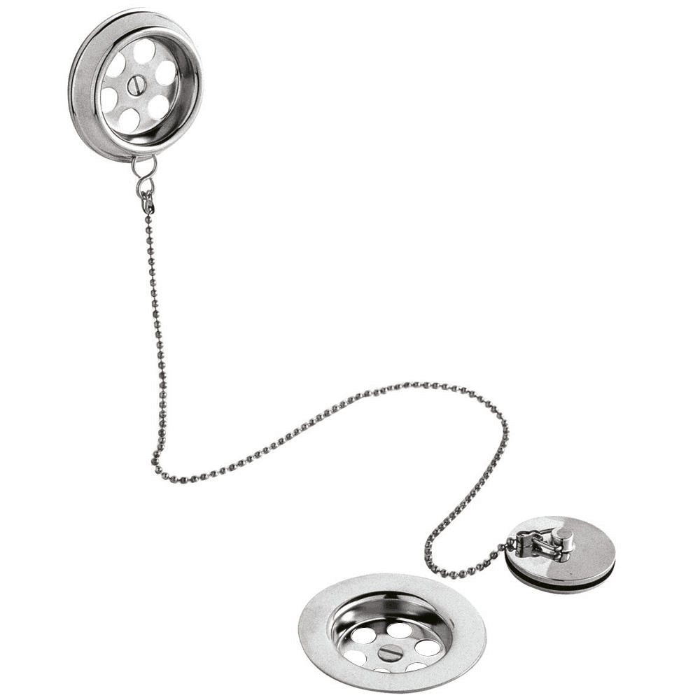 Stainless Steel Retainer Bath Waste with Overflow Ball Chain & Plug-7833