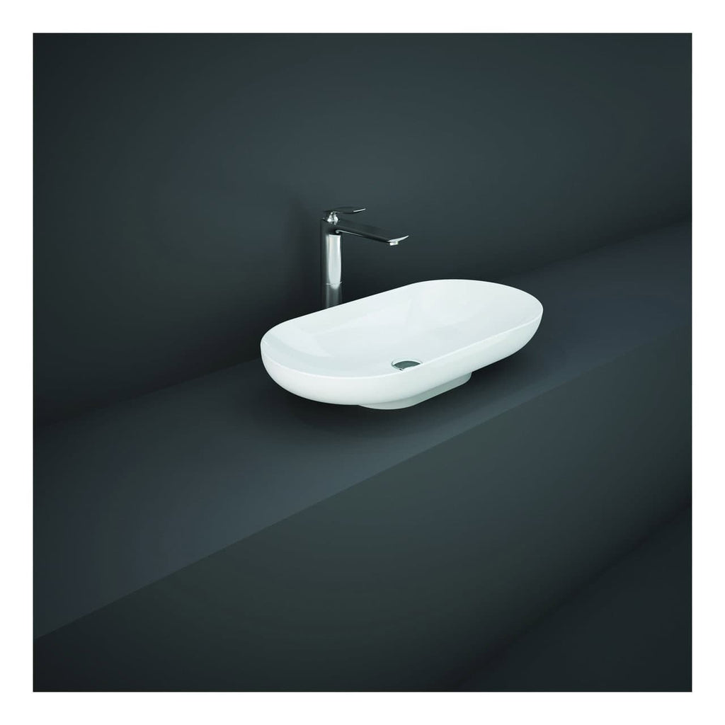 RAK Des Sit-On Countertop Basin - 700mm Wide - 0 TH - Alpine White