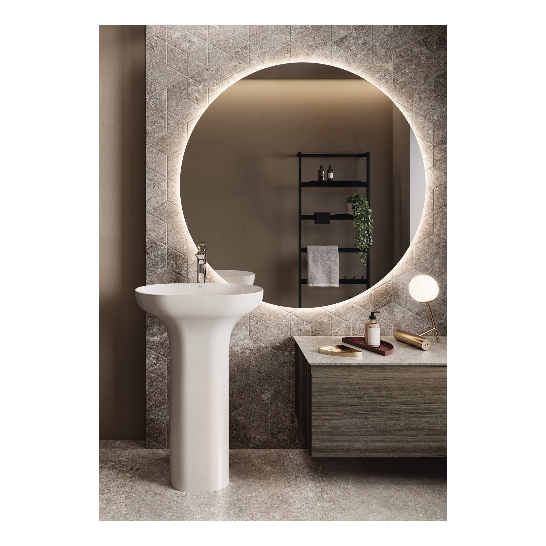 RAK Des Freestanding Basin - 600mm Wide - 0 TH - Alpine White