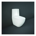 RAK Des Rimless Back to Wall Close Coupled Toilet With Push Button Cistern And Soft Close Seat - Alpine White