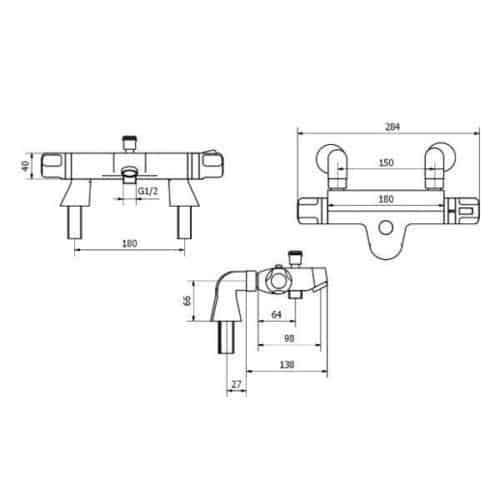 Thermostatic Bath Shower Mixer & No.1 Kit-13487