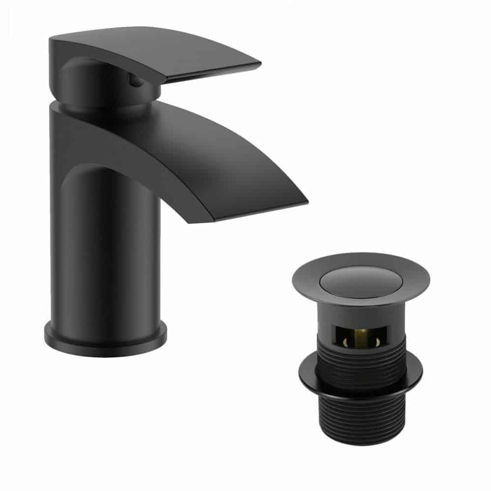 Bath Shower Mixer & Basin Mixer Tap & Shower Slider Rail Kit Matt Black Bathroom Taps-13253