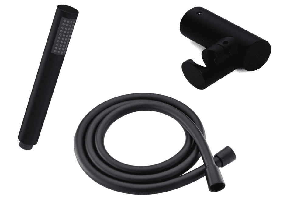 Matt Black Pencil Head 1.5m Smooth Hose & Wall Bracket -0