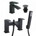 Matt Black Bathroom Tap Set Shower Mixer Tap Incl Hose & Handset (Lucia)-12722