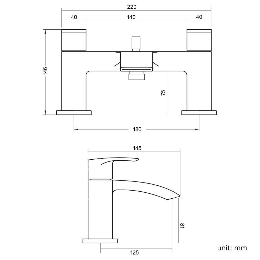 Square Waterfall Chrome Bath Shower Mixer & Basin Sink Mono Tap Inc Waste-7567