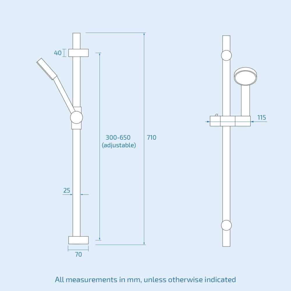 Waterfall Bath Shower Mixer Tap & Shower Slider Rail Kit Matt Black-13159