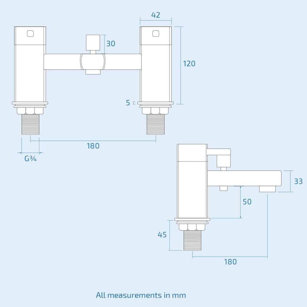 Square Modern Chrome Bathroom Bath Shower Mixer & Basin Sink Mono Tap-11038