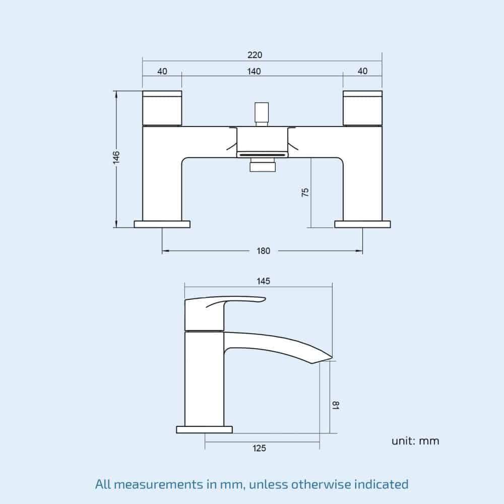 Waterfall Bath Shower Mixer Tap & Shower Slider Rail Kit Matt Black-13158