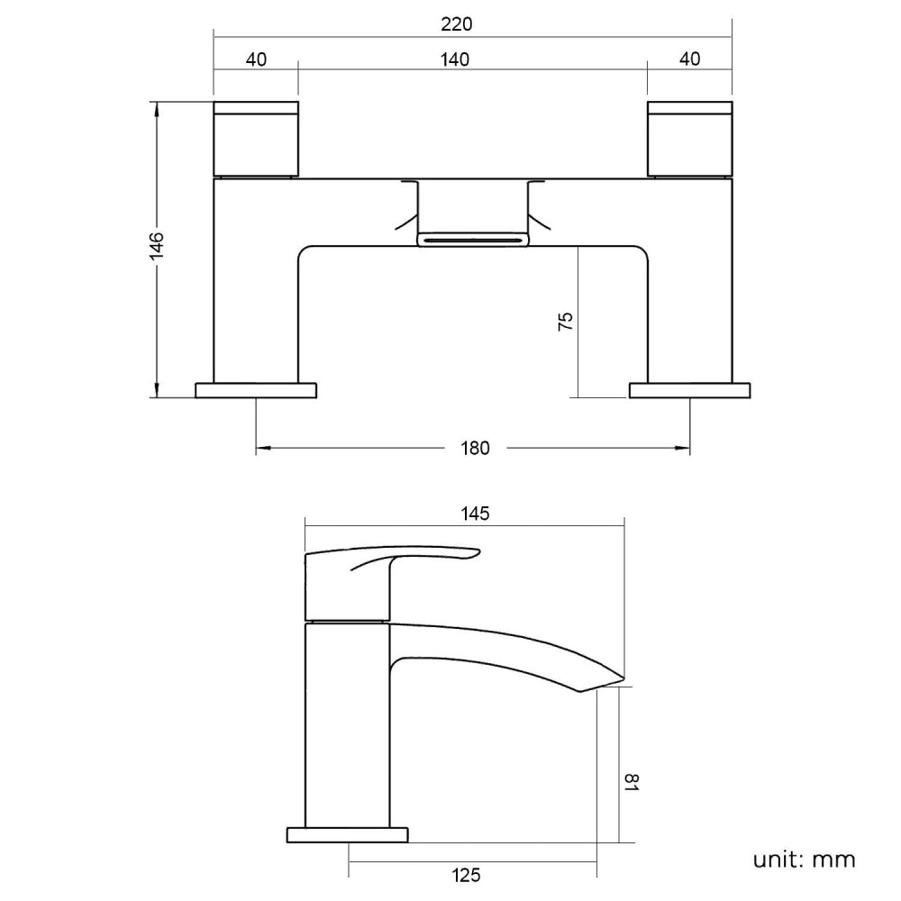 Square Waterfall Chrome Bath Filler Mixer & Basin Sink Mono Tap-7594