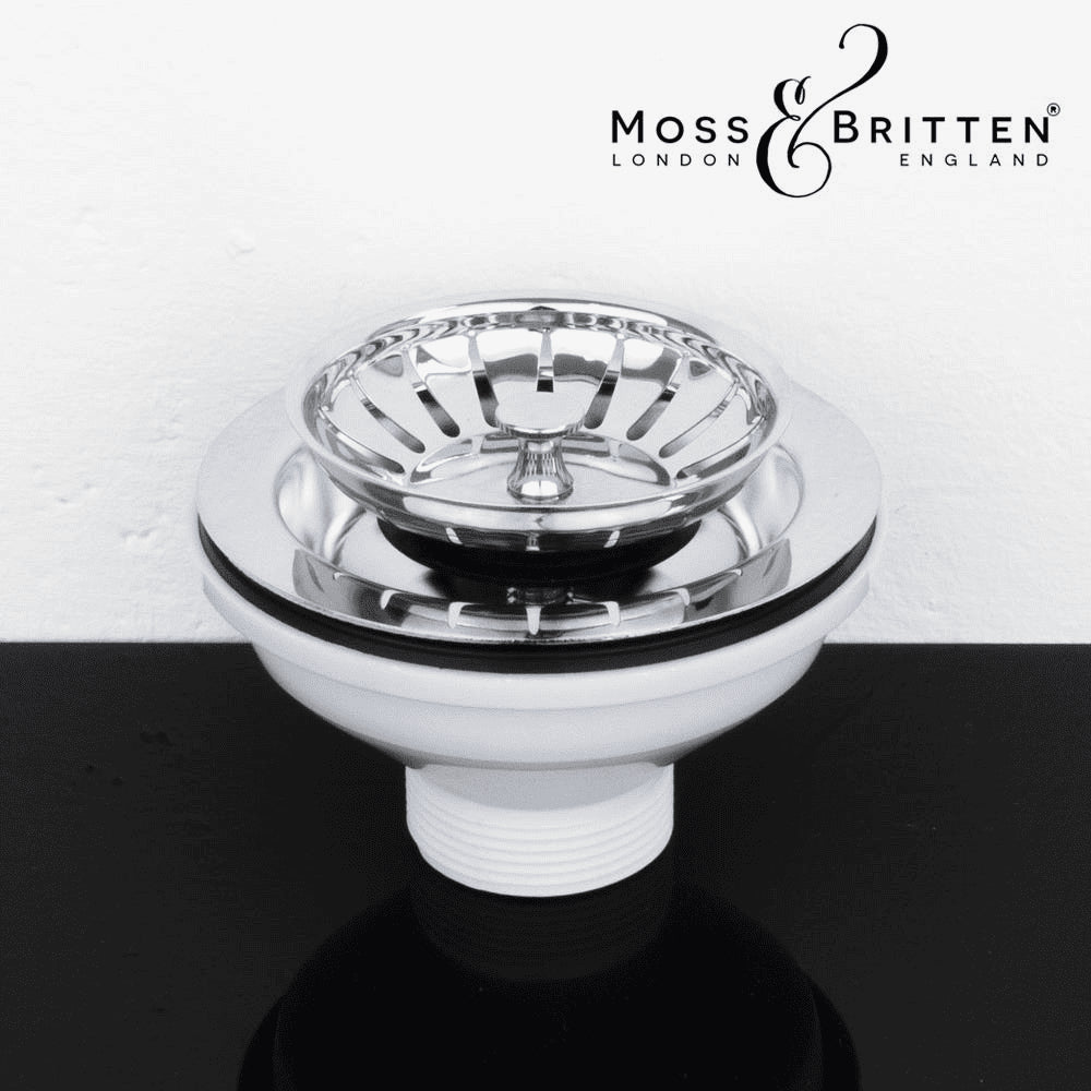 Moss & Britten Luxury CHROME Kitchen Basket Strainer Waste-14791