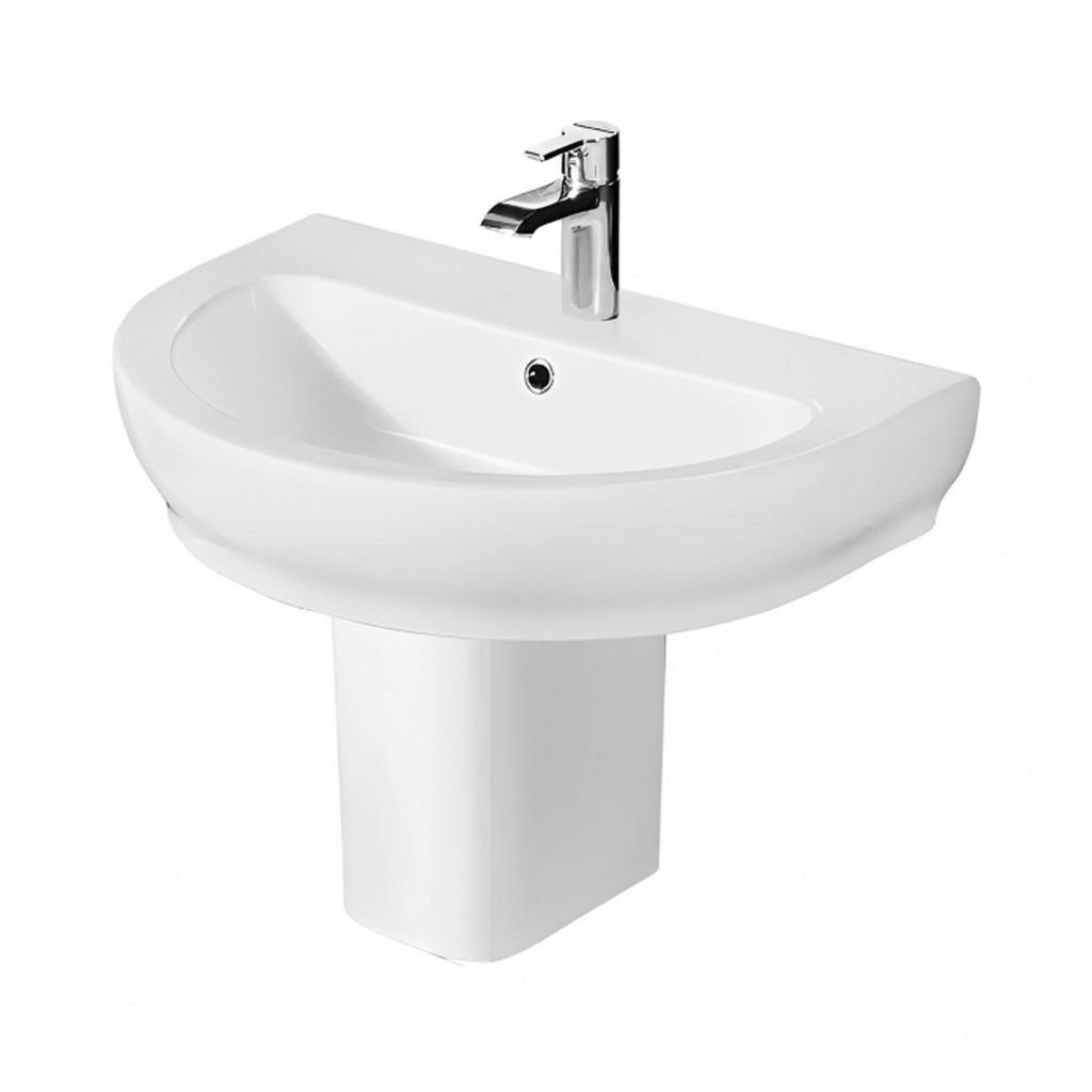RAK Moon Basin With Semi Pedestal - 650mm Wide - 1 TH - Alpine White