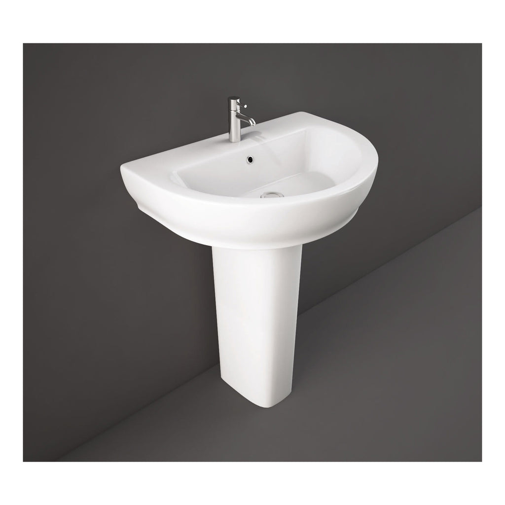 RAK Moon Basin With Full Pedestal - 800mm Wide - 1 TH - Alpine White