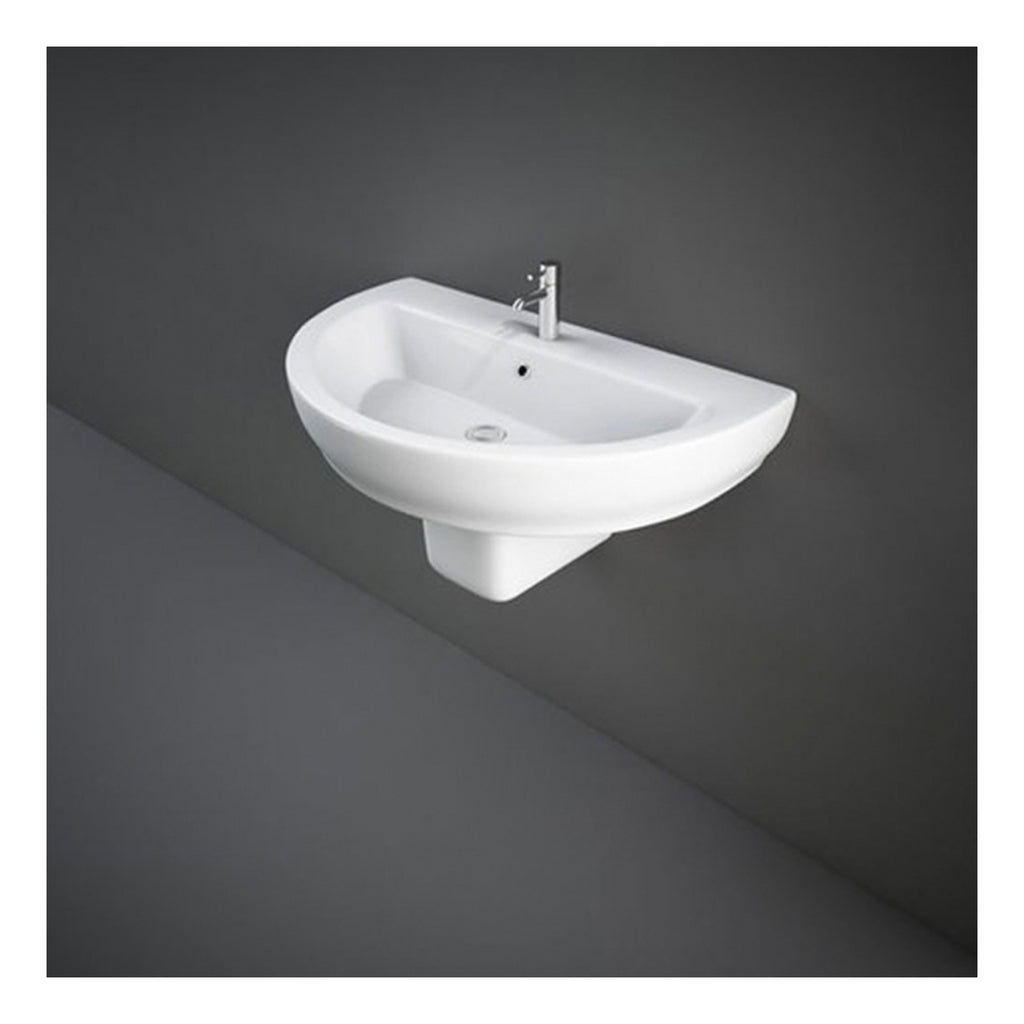 RAK Moon Basin With Semi Pedestal - 800mm Wide - 1 TH - Alpine White