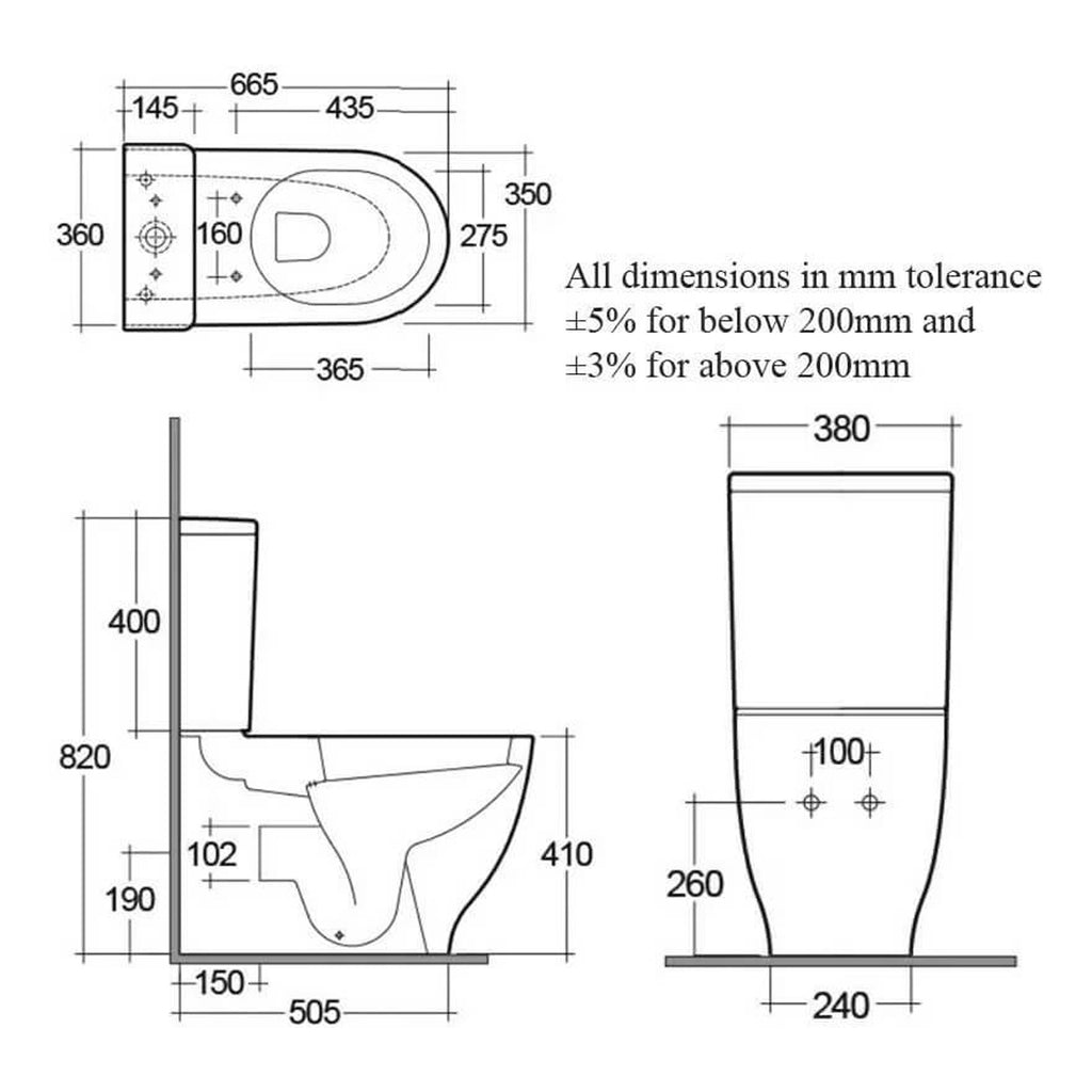 RAK Moon Close Coupled Toilet With Push Button Cistern And Soft Close Seat - White