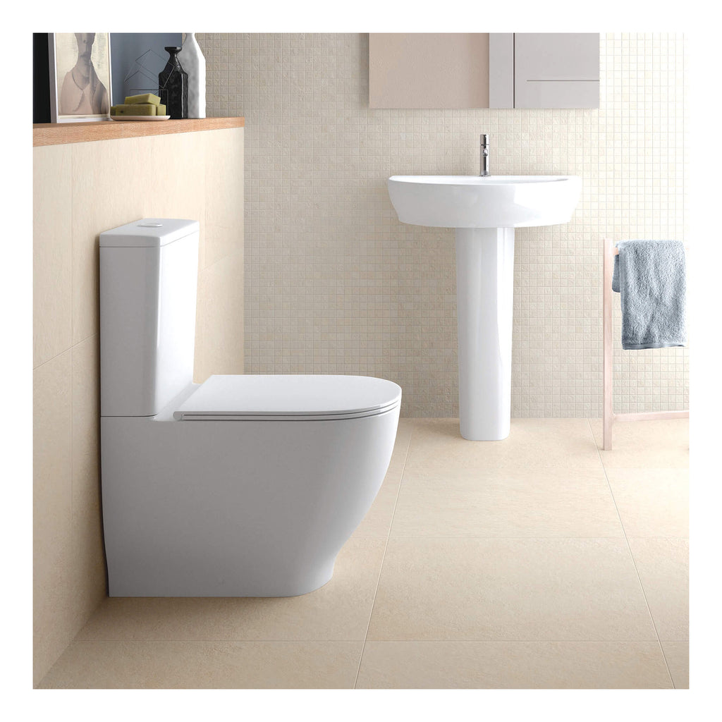 RAK Moon Close Coupled Toilet With Push Button Cistern And Soft Close Seat - White