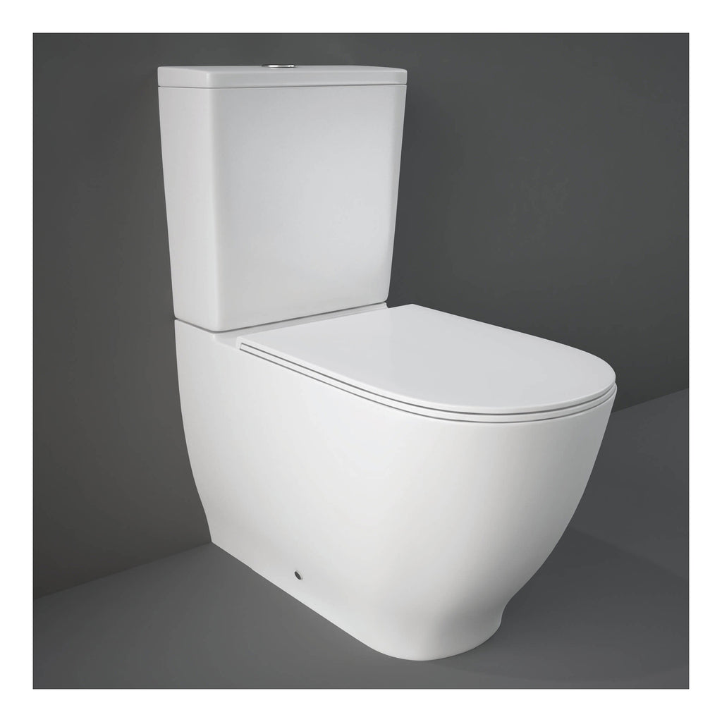 RAK Moon Close Coupled Toilet With Push Button Cistern And Soft Close Seat - White