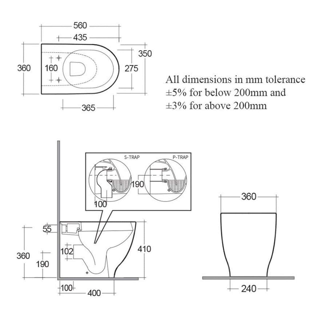 RAK Moon Rimless Back to Wall Toilet With Soft Close Seat - White