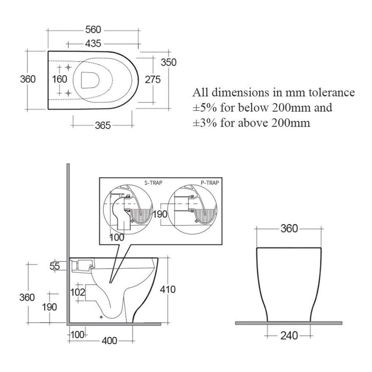 RAK Moon Rimless Back to Wall Toilet With Soft Close Seat - White