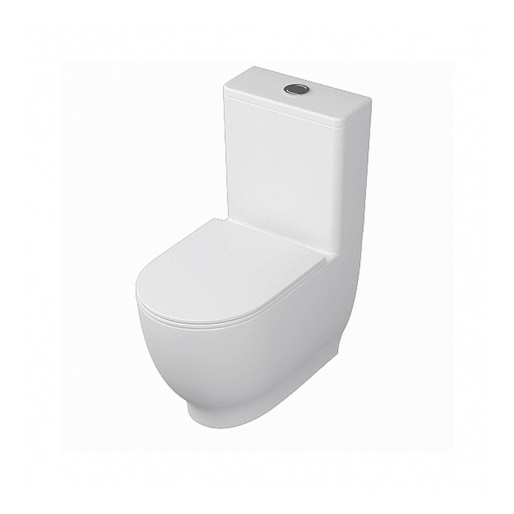 RAK Moon Rimless Back To Wall Close Coupled Toilet With Cistern And Soft Close Seat - White