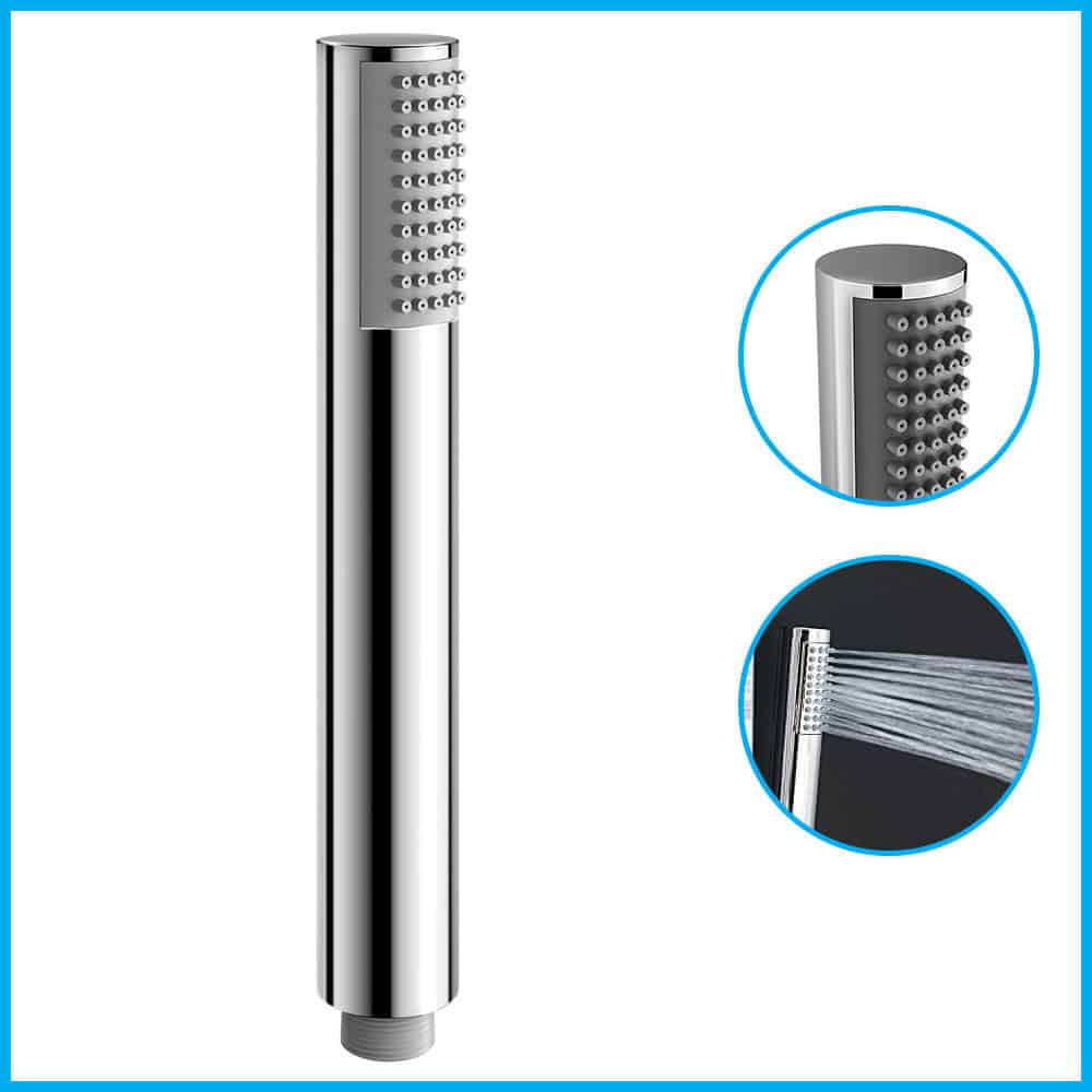 Chrome Shower Head Pencil Minimalist Round Universal Handset Handheld-0