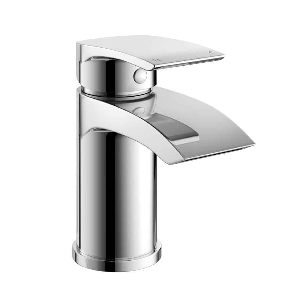 Square Waterfall Chrome Bath Filler Mixer & Basin Sink Mono Tap Inc Waste-12137