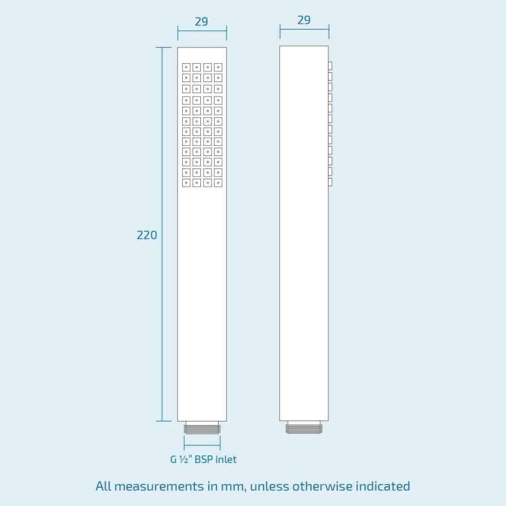 Matt Black Shower Head/Handset Square Standard Fitting-12117