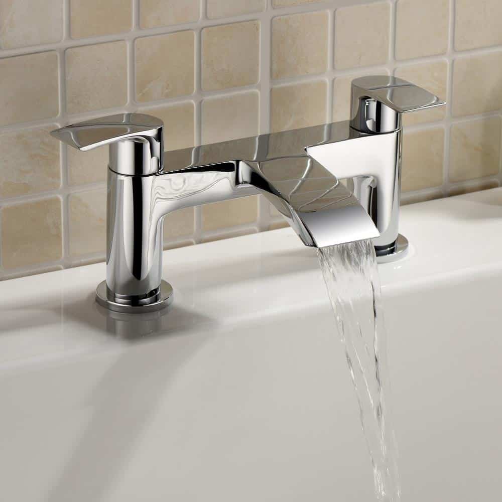 Square Waterfall Chrome Bath Filler Mixer & Basin Sink Mono Tap Inc Waste-12140