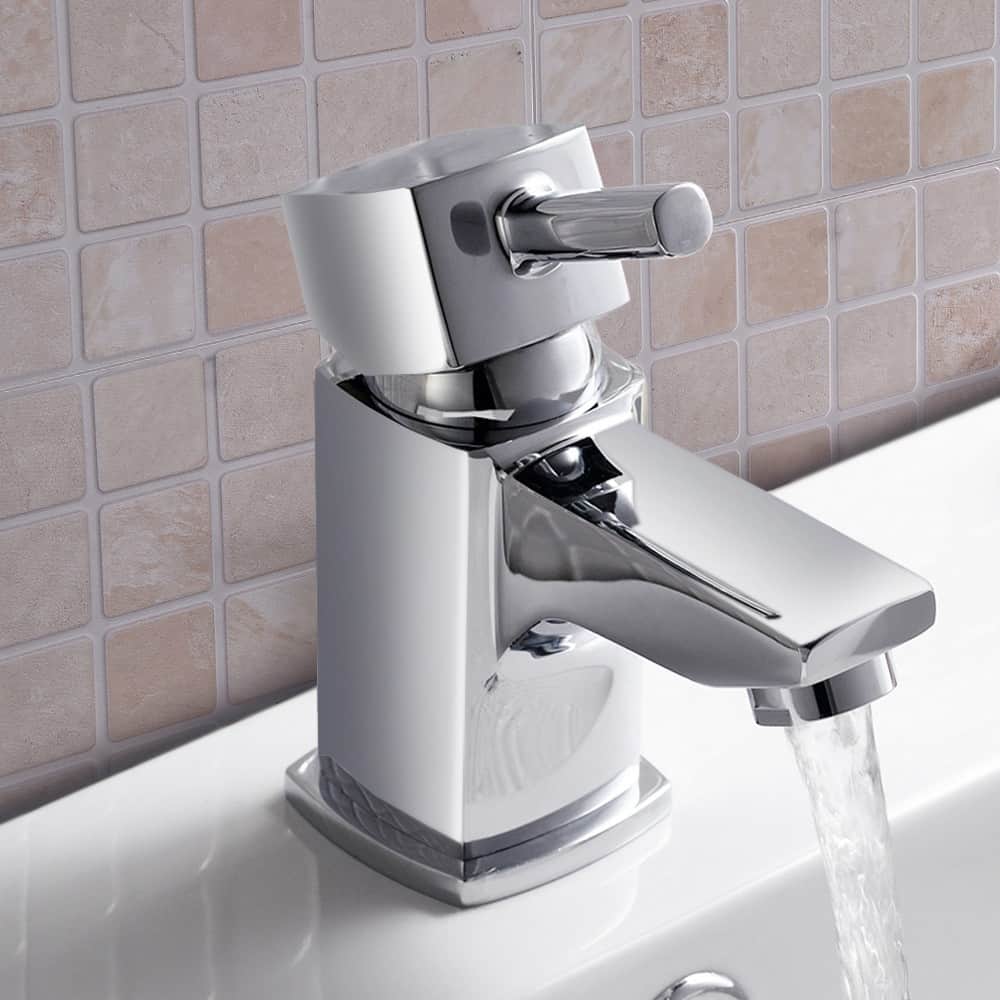 Square Modern Chrome Bathroom Bath Shower Mixer & Basin Sink Mono Tap-11035